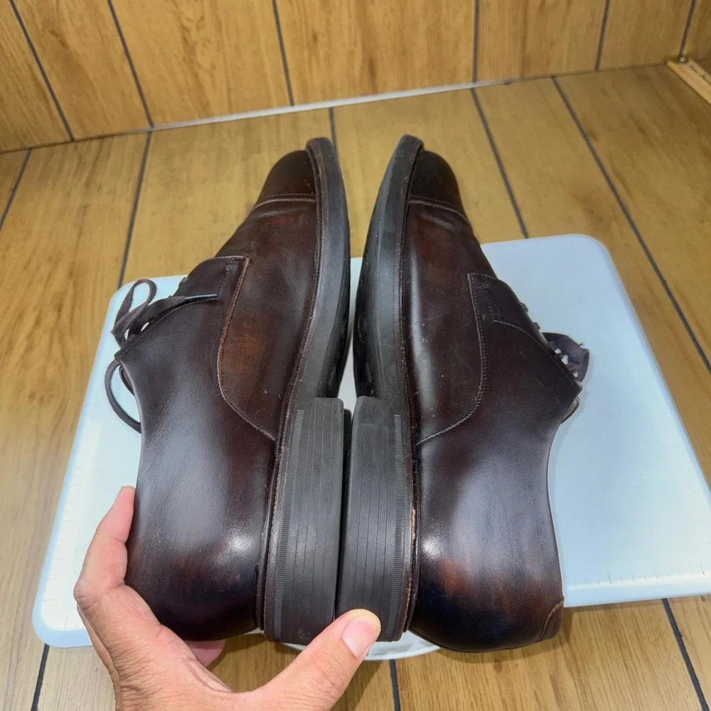 Polo Ralph Lauren Asher Captoe Brown Leather Oxford Dress Shoes Mens 13 Vibram
